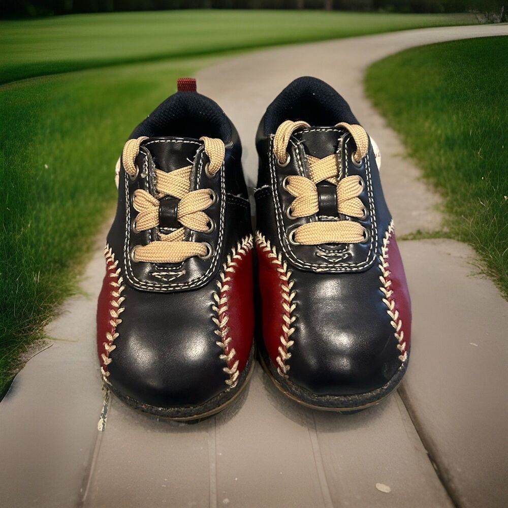 Circo Toddler Size 5 Baseball Shoes Kids Lace Up Black Red Sport Theme